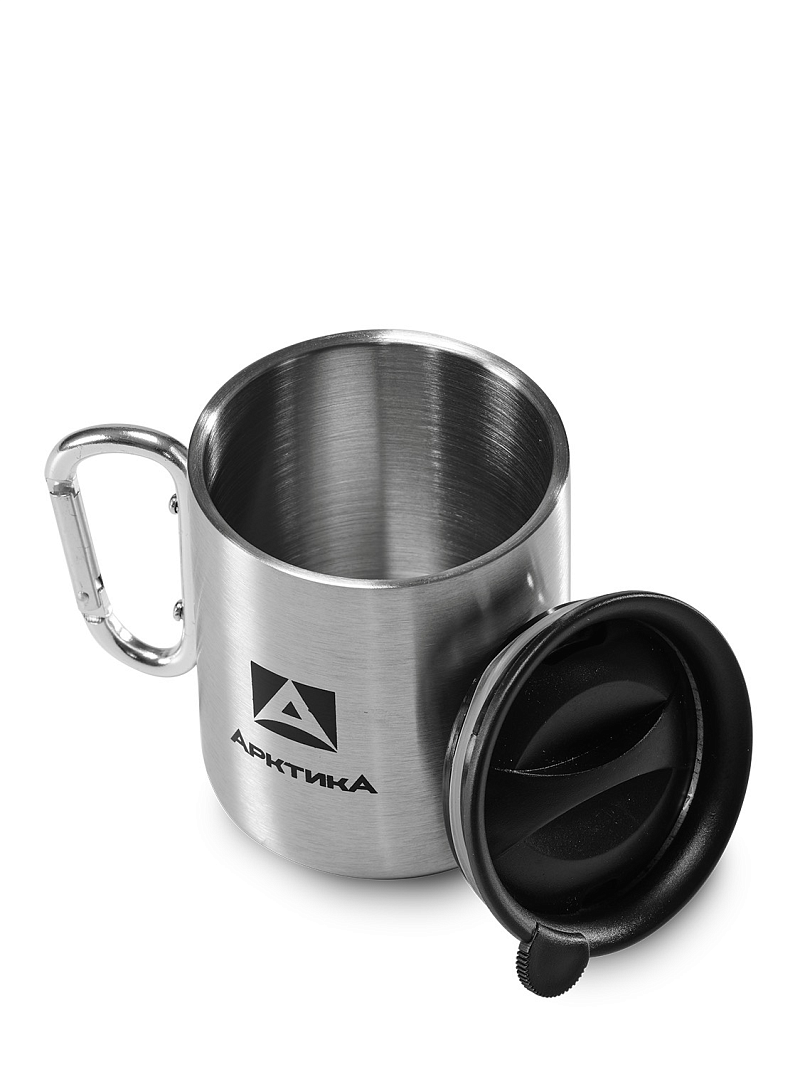 Термокружка 0.4л серии 801 стальная с ручкой-карабином  - 3