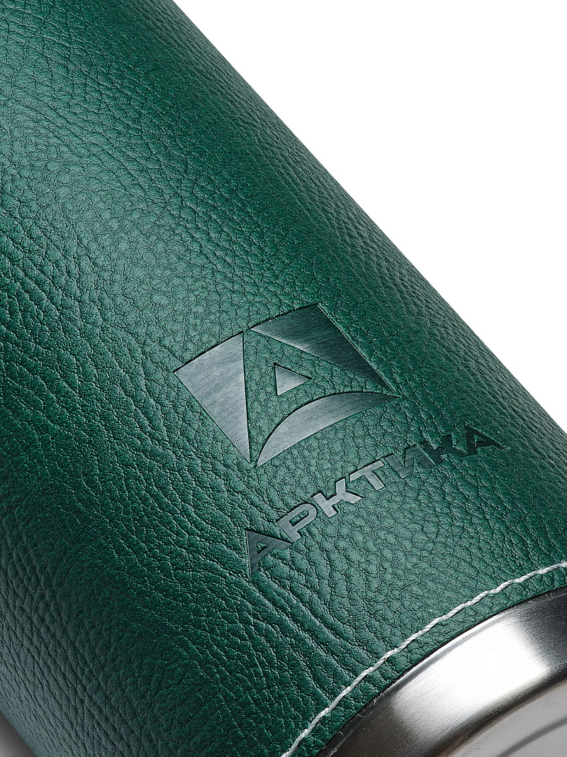 Термос 1л серии 108 с зелёной оплёткой из экокожи - 5