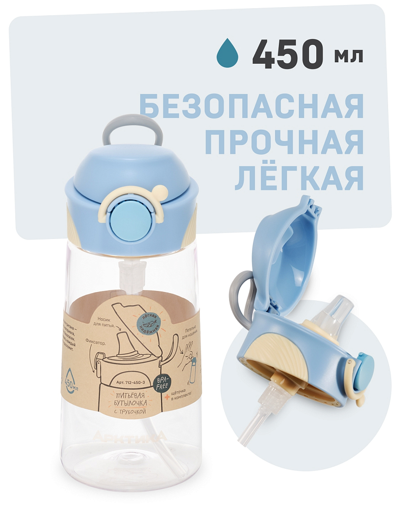 Тритановая бутылочка 0.45л серии 714 голубая детская - 1