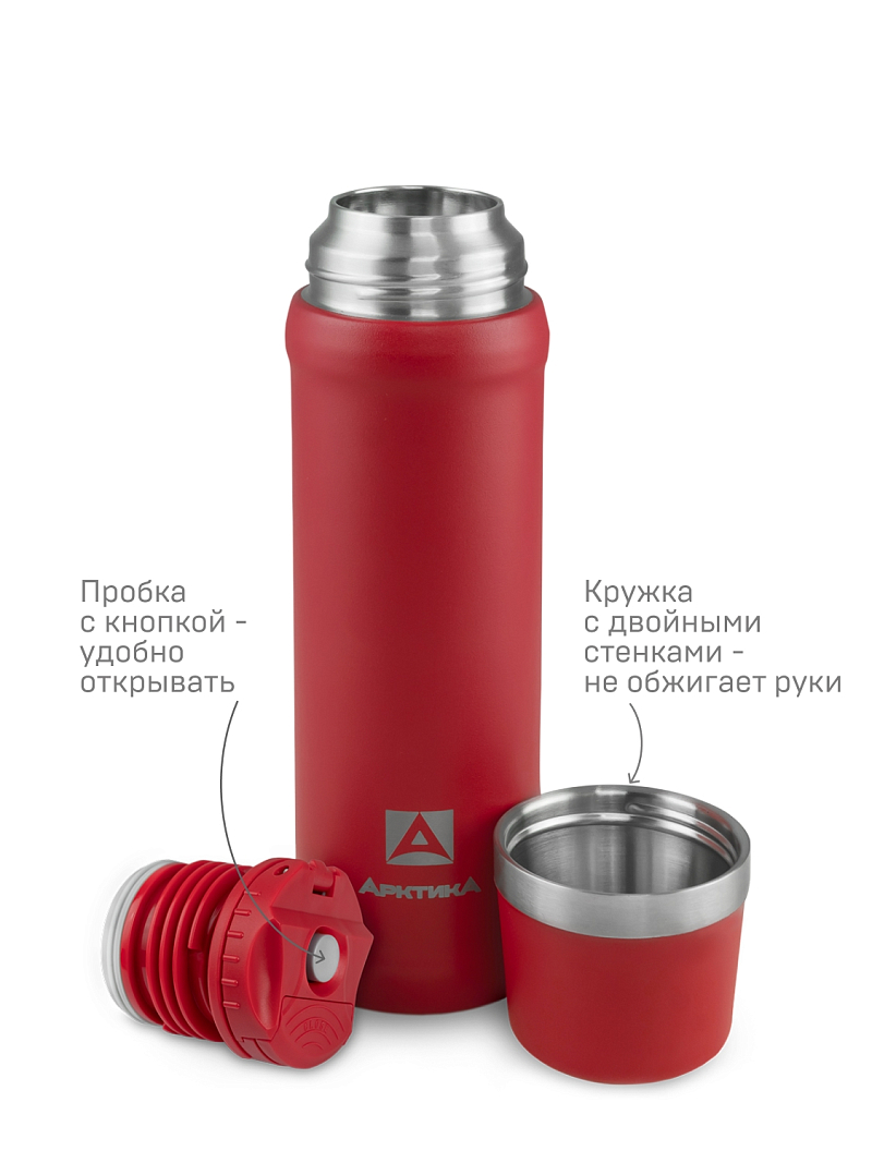 Термос 0.6л серии 111 красный с питьевой системой - 4