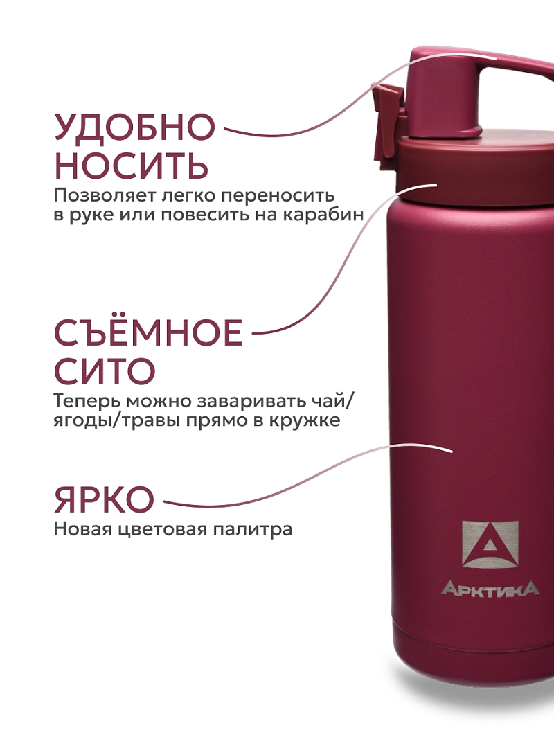 Термокружка 0.5л серии 702 «Сититерм» «Вишня» с ситечком - 3