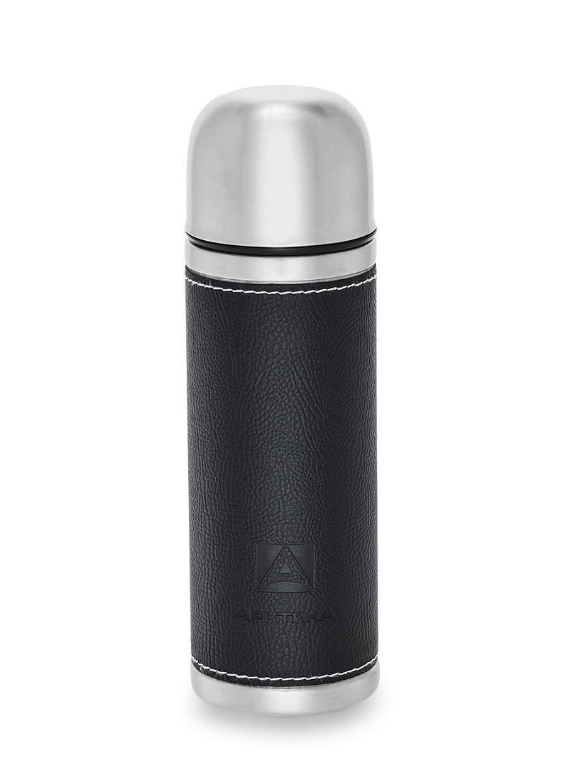 Термос 0.5л серии 108 с чёрной оплёткой из экокожи - 1