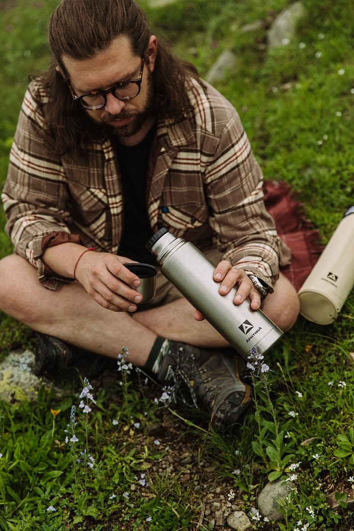 Термос 1л серии 101 стальной с узким горлом в чехле - 6