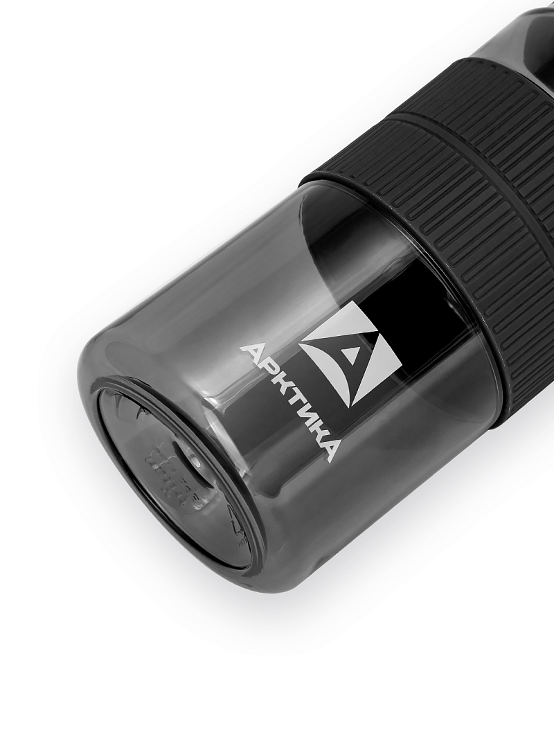 Тритановая бутылка 0.55л серии 722 чёрная с манжетом и питьевой трубочкой - 2