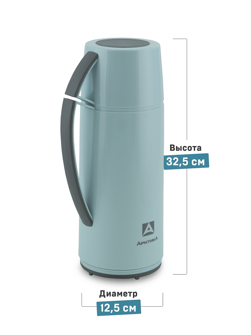 Термос 1.7л серии 1010 голубой стеклянный - 3