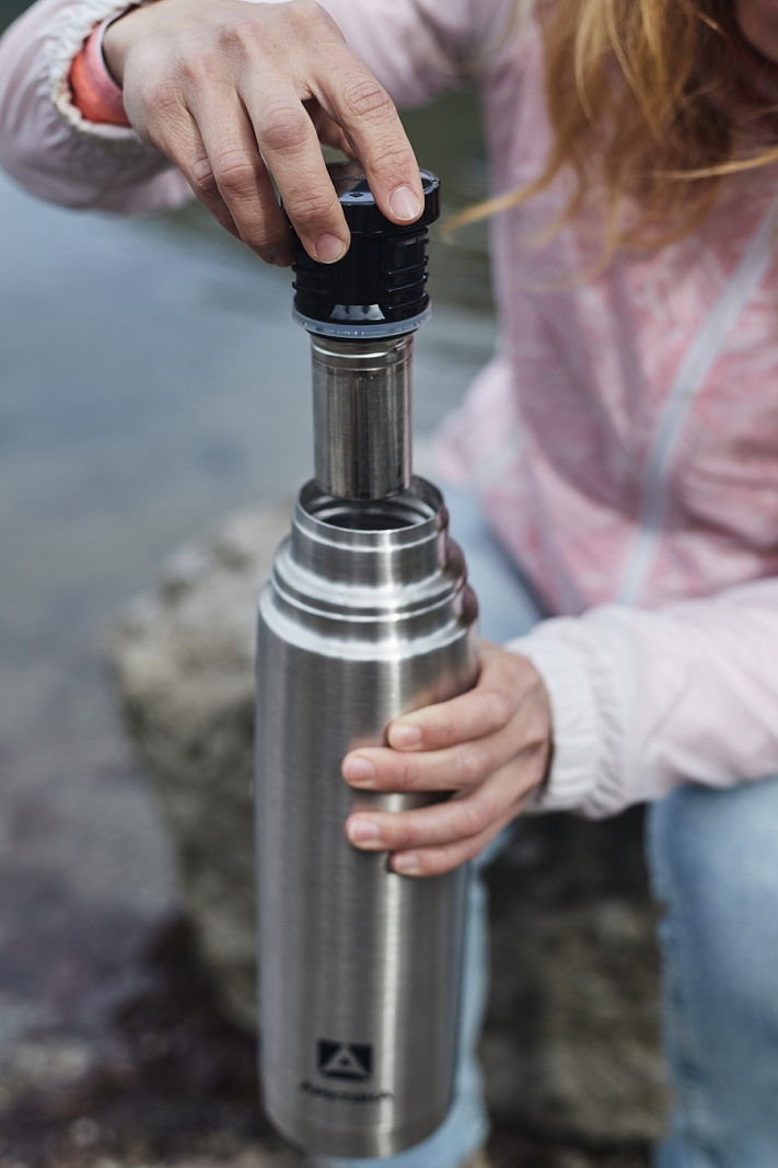 Термос 1л серии 101 стальной с узким горлом и пробкой с ситом - 2