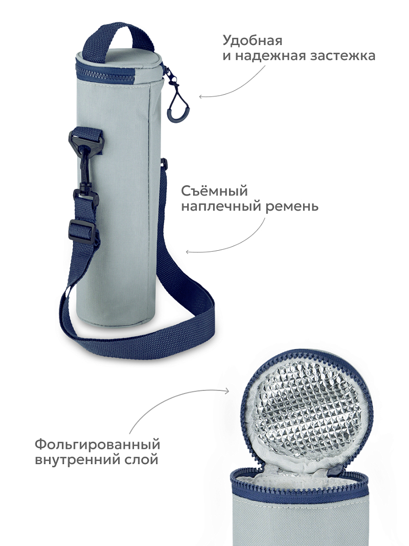 Серый термочехол для питьевого термоса на 0.75л - 5