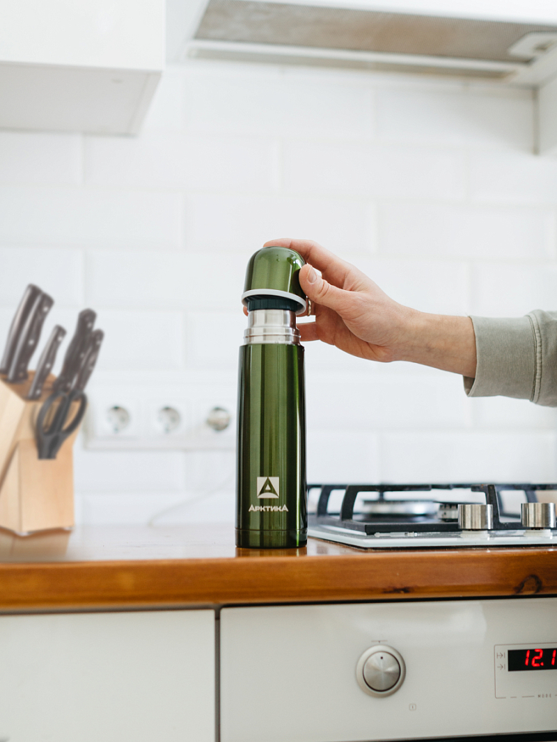 Термос 0.5л серии 102 болотный с узким горлом - 5