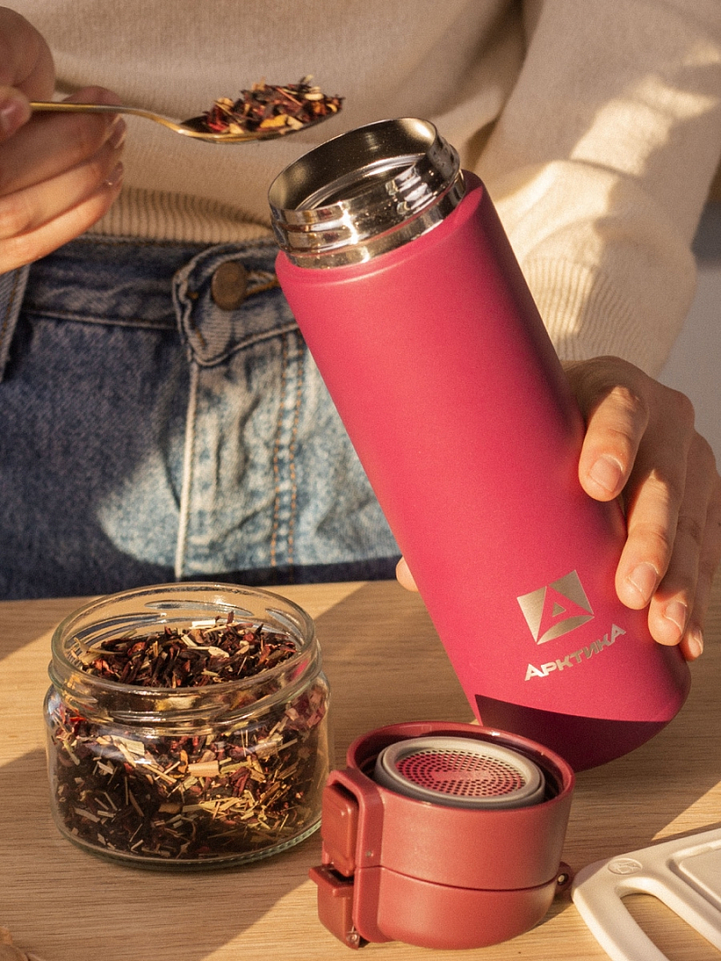 Термокружка  0.47л серии 703 «Вишня» с ситечком - 6