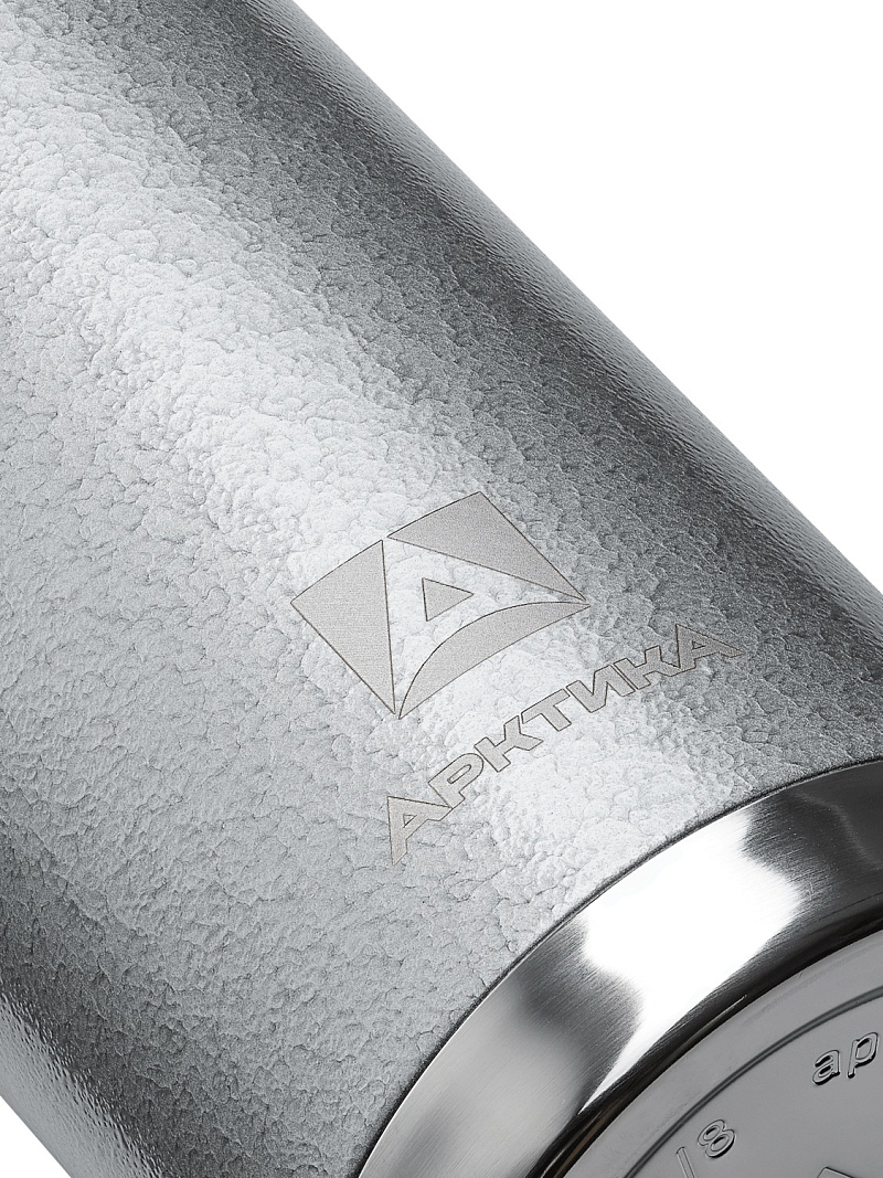 Термос 1.2л серии 106 серебряный с узким горлом и молотковой эмалью - 5