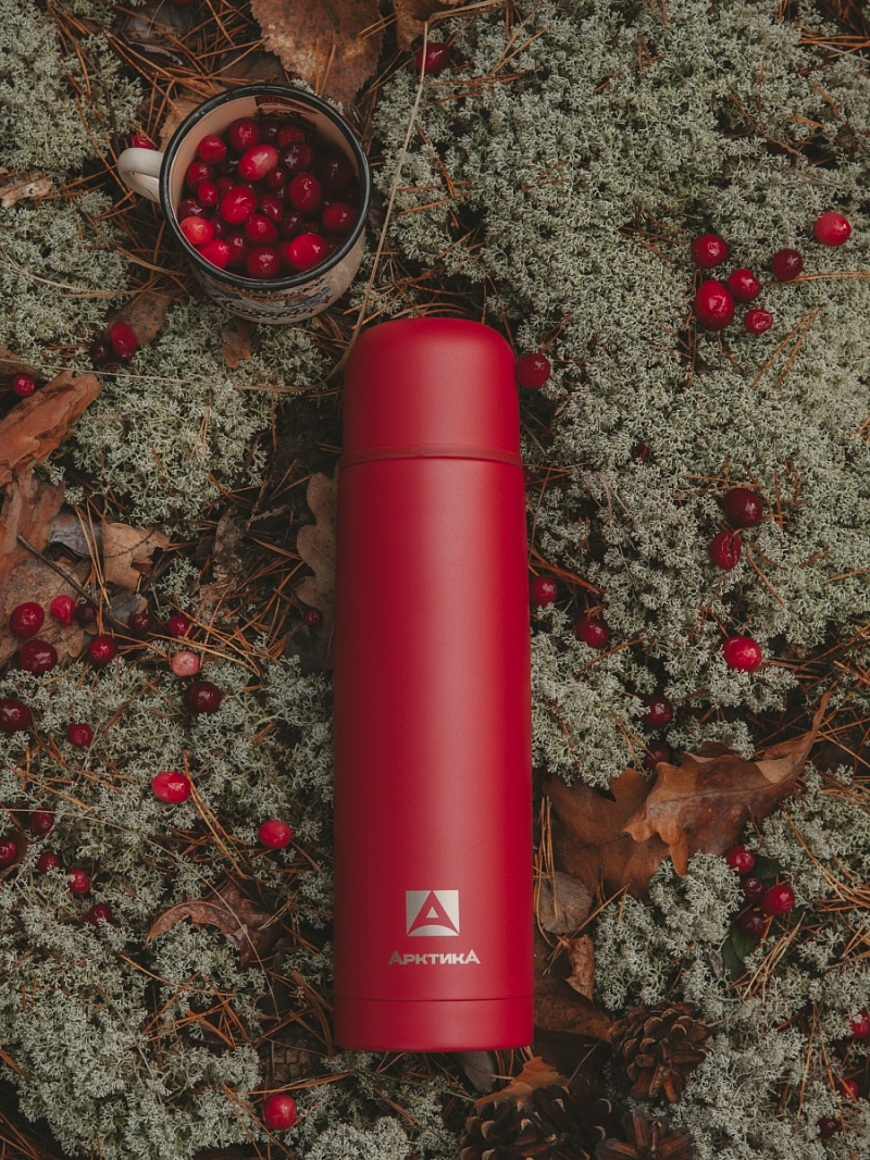 Термос 1л серии 101 «Гранат» текстурный с узким горлом - 4