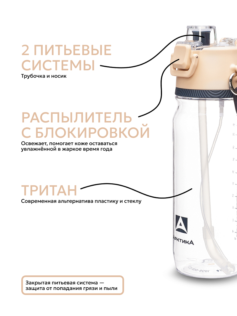 Тритановая бутылка 0.8л серии 723 «Песок» с распылителем - 4