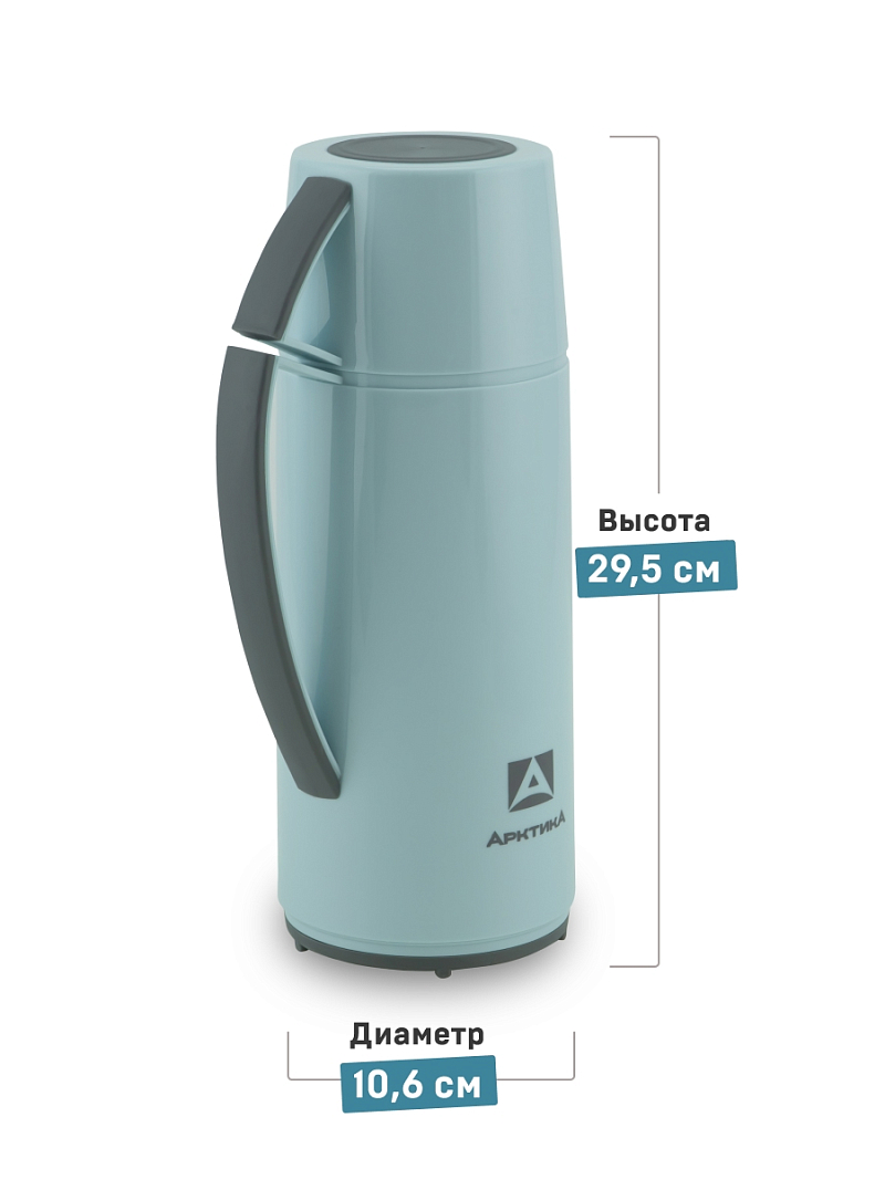 Термос 1л серии 1010 голубой стеклянный - 3