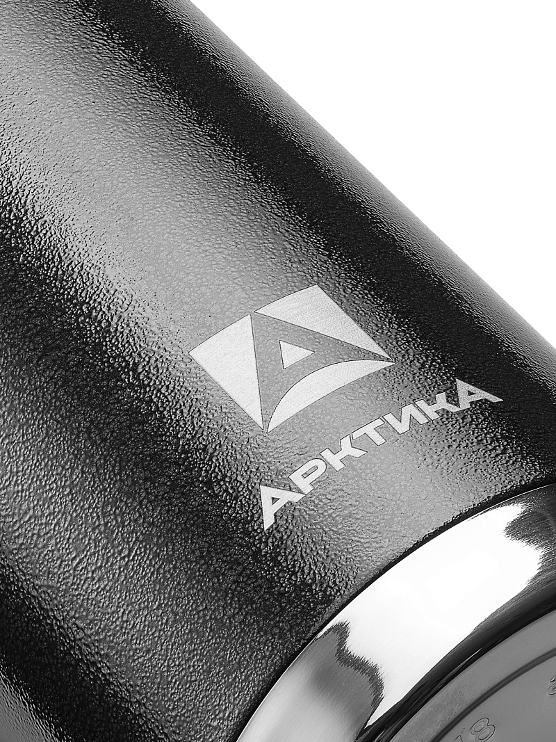 Термос 0.9л серии 106 чёрный с ситечком и молотковой эмалью - 5