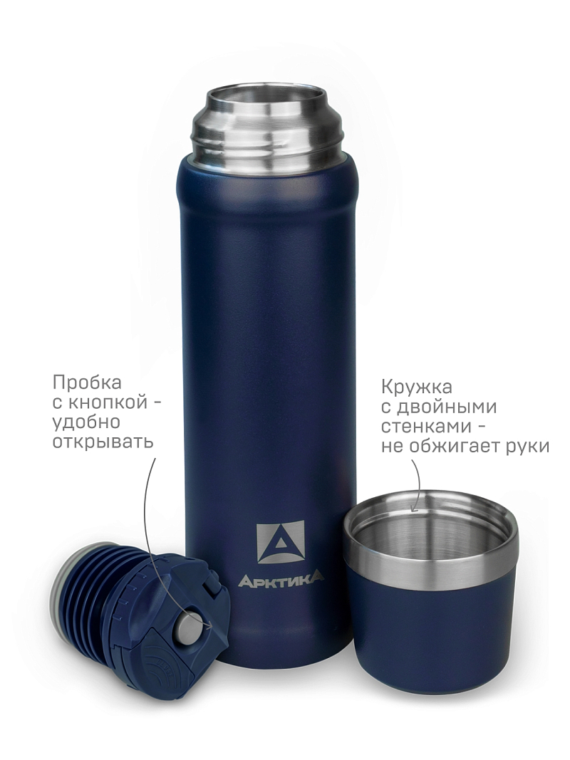 Термос 0.6л серии 111 синий с питьевой системой - 4