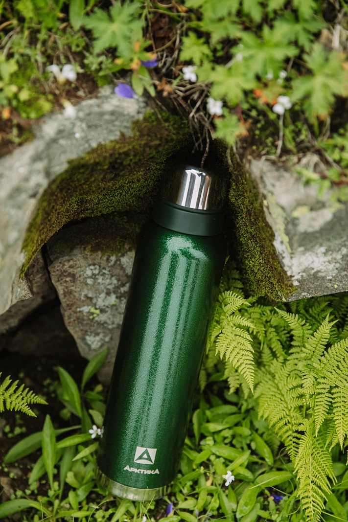 Термос 1.6л серии 106 зелёный с узким горлом и молотковой эмалью - 2