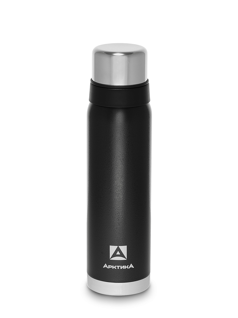 Термос 0.9л серии 106 чёрный с узким горлом и молотковой эмалью - 1