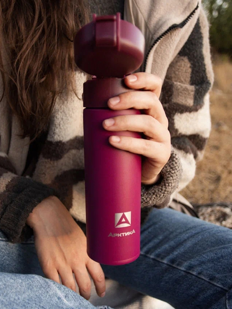 Термокружка 0.47л серии 703 «Вишня» с ситечком (уценка) - 2