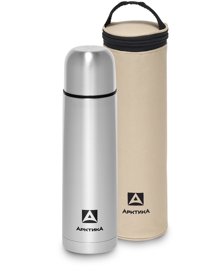Термос 0.75л серии 101 стальной с узким горлом в чехле - 1