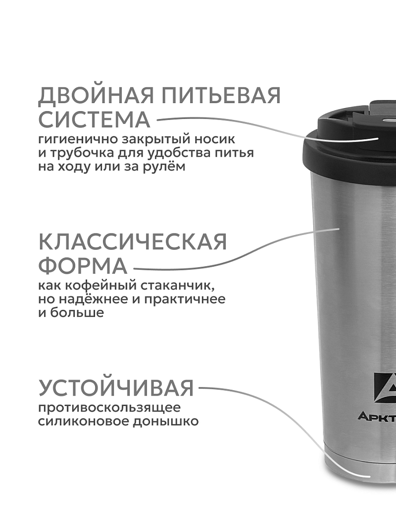 Термокружка 0.5л серии 714 стальная с двойной питьевой системой (уценка) - 5