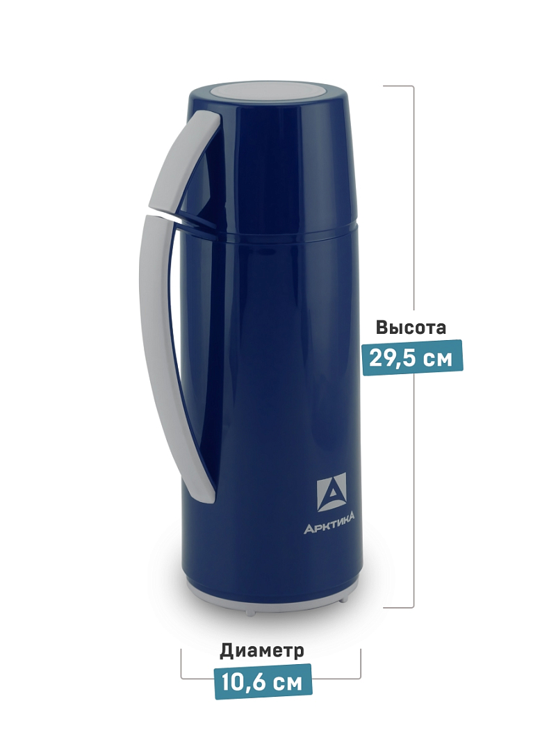 Термос 1л серии 1010 синий стеклянный - 3