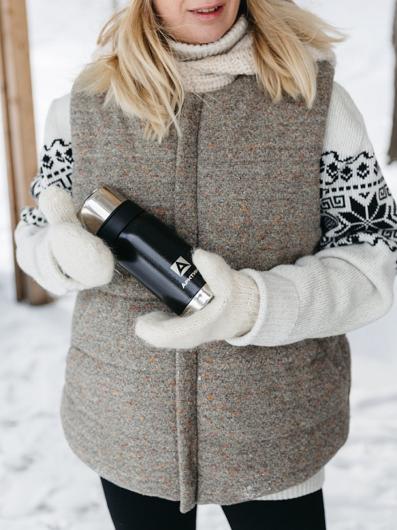 Термос 0.5л серии 106 чёрный с ситечком и молотковой эмалью - 2