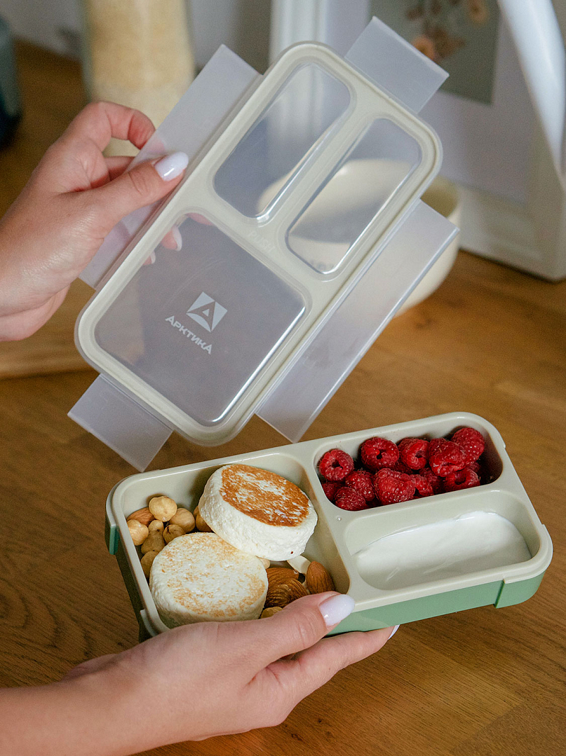 Ланч-бокс 0.42л серии 034 зелёный с отделениями - 6