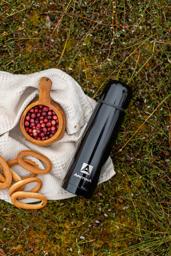 Термос 0.5л серии 102 чёрный глянцевый с узким горлом - 2