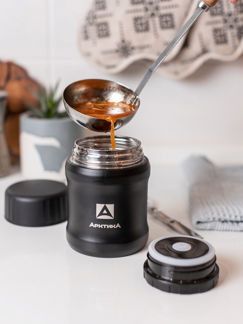 Термос 0.5л серии 311 для еды чёрный компактный - 8