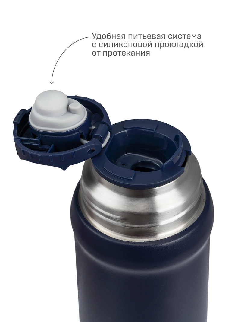 Термос 0.6л серии 111 синий с питьевой системой - 6