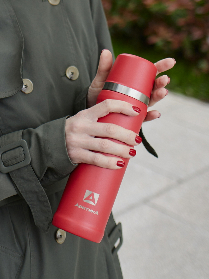 Термос 0.6л серии 111 красный с питьевой системой - 3