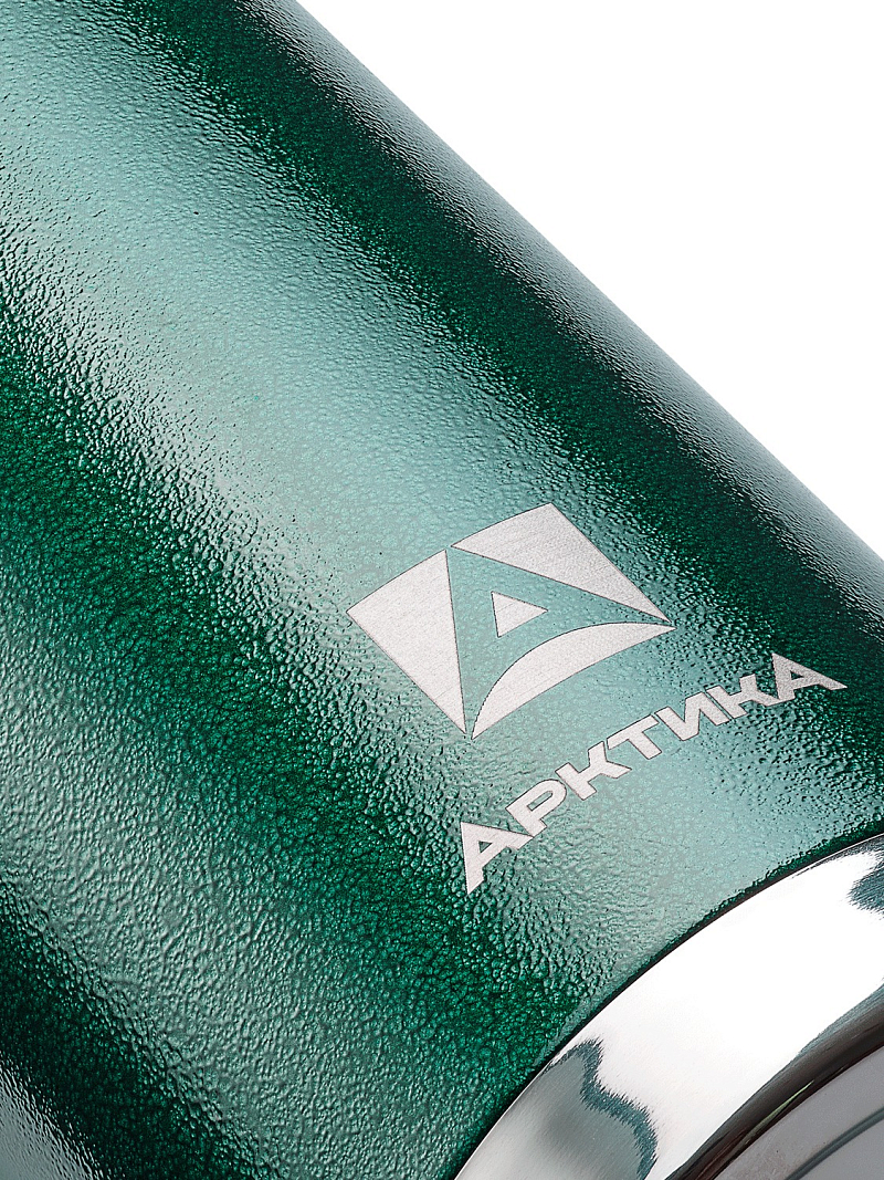 Термос 1.6л серии 106 зелёный с узким горлом и молотковой эмалью - 5