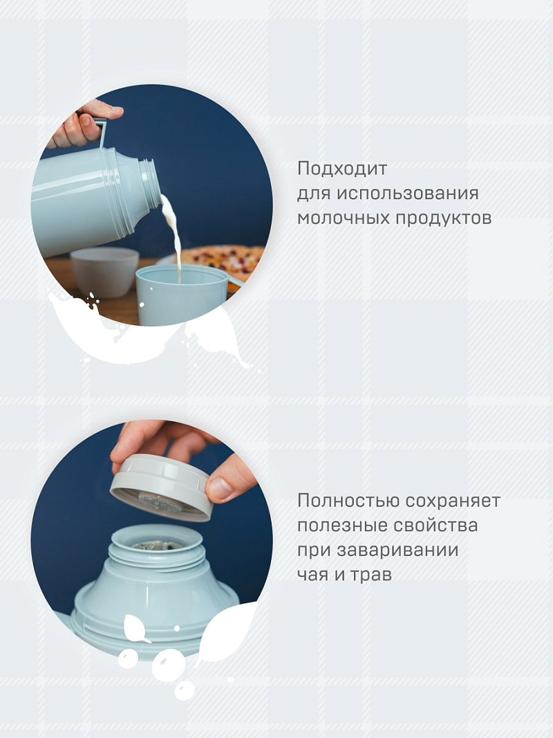 Термос 1.7л серии 1010 синий стеклянный - 9