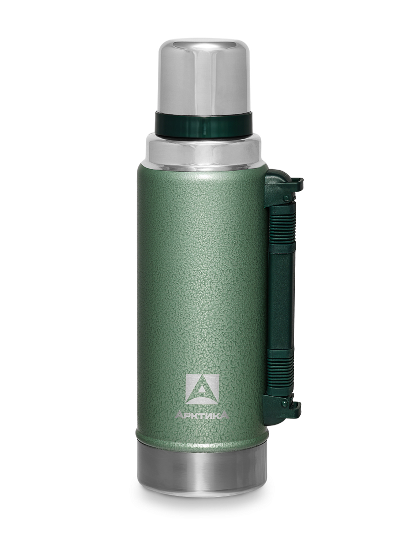 Термос 1.25л серии 106P «УАЗИК» зелёный с ручкой - 1