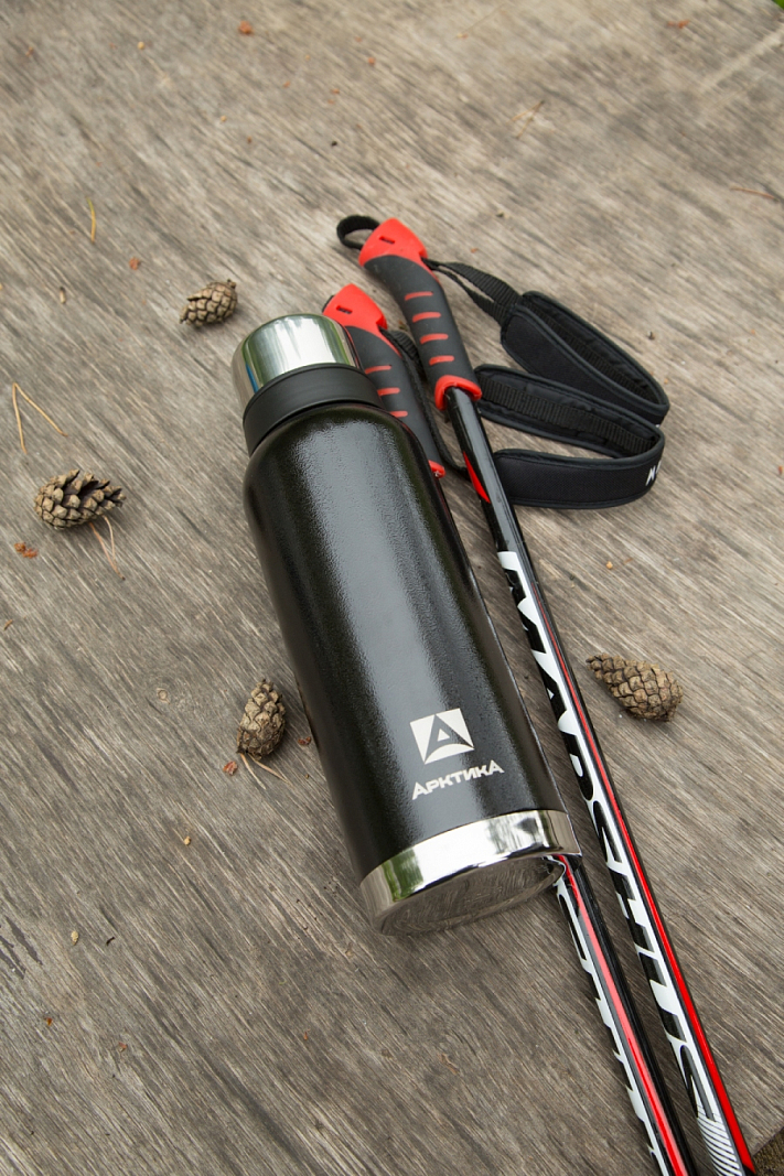 Термос 1.2л серии 106 чёрный с ситечком и молотковой эмалью - 6