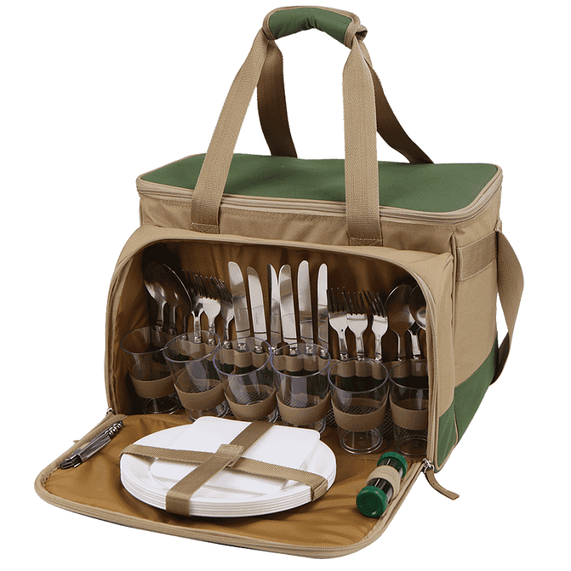 Сумка-холодильник серии 4100 зелёная с набором посуды на 6 человек  - 2