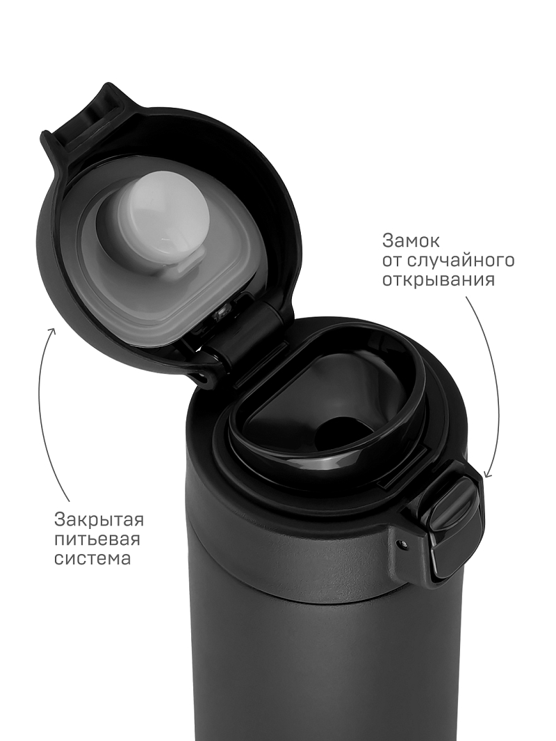 Термокружка 0.42л серии 701 чёрная с закрытой питьевой системой - 9
